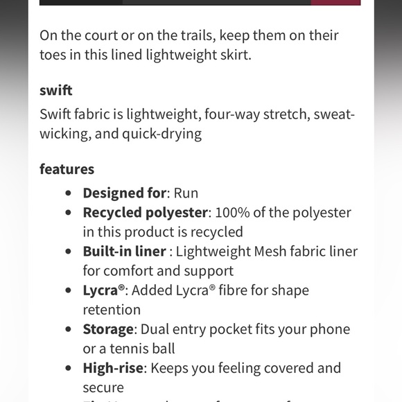 lululemon Court Rival High Rise Skirt Discontinued True Navy W8ABHR NWT Size 12 - Picture 3 of 6